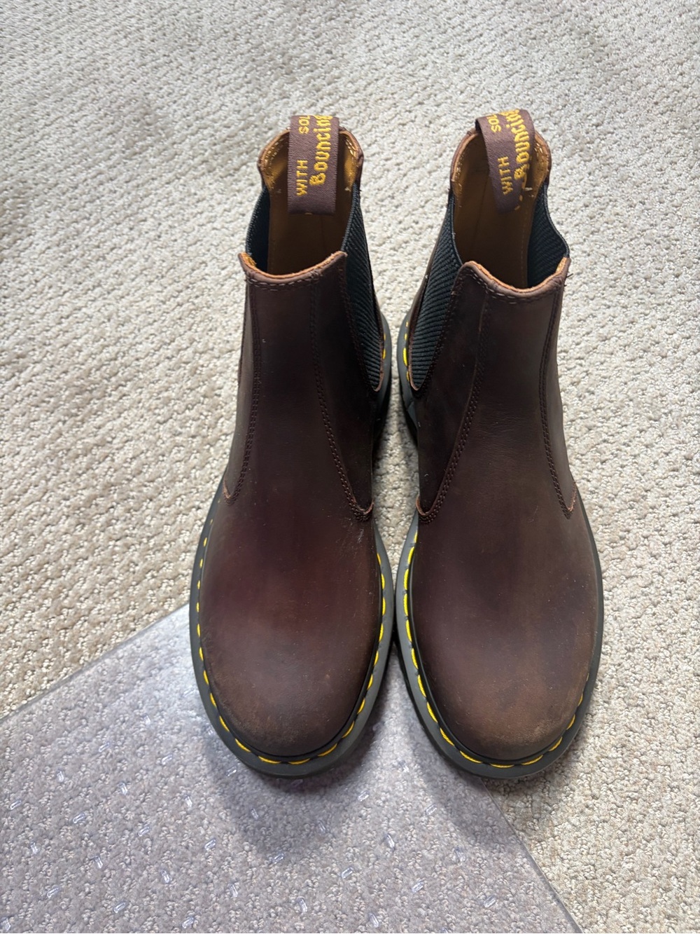 Dr. Martens Brown Chelsea Boots with Yellow Stitching